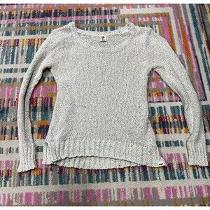 Roxy Lightweight Crew Neck Knit Long Sleeve Pullover Sweater Gray Sz Medium